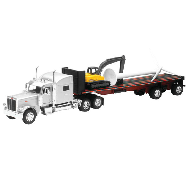New Ray Toys 1:32 Long Hauler Peterbilt 389 with Wind Turbine and Excavator SS-10333B