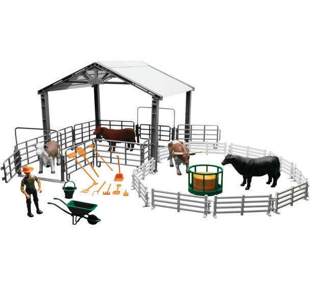 New Ray Toys Country Life Playset Stock Pen with Tools and Cows SS-05135