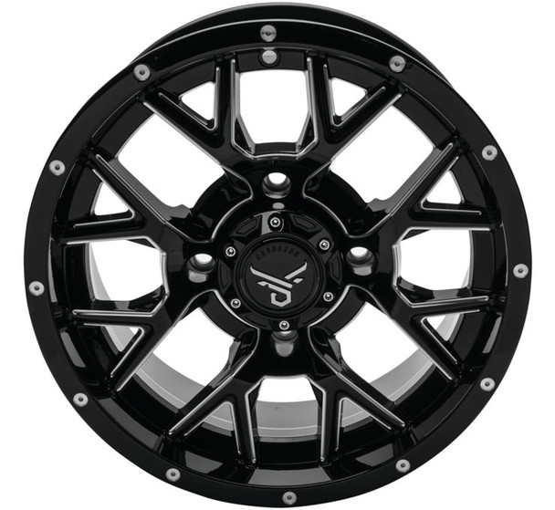 QuadBoss Barbwire Wheels 14x7 4/156 4+3 Black/Milled RT-GW081147156BMIA