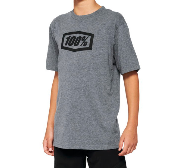 100% Youth Icon Tee Heather Grey Youth M 20001-00009