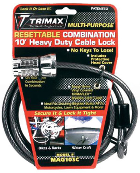 Trimax Combination Cable & Lock 10' X 8Mm Mag10Sc