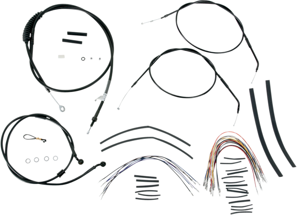 Burly Brand Complete Black Vinyl Handlebar Cable Line Kit For Ape Hanger Handlebars B301004