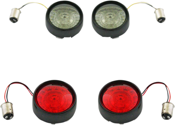 Custom Dynamics Complete Front & Rear Turn Signal Conversion Kit With Bullet Bezel Lenses Pbbcmbbb