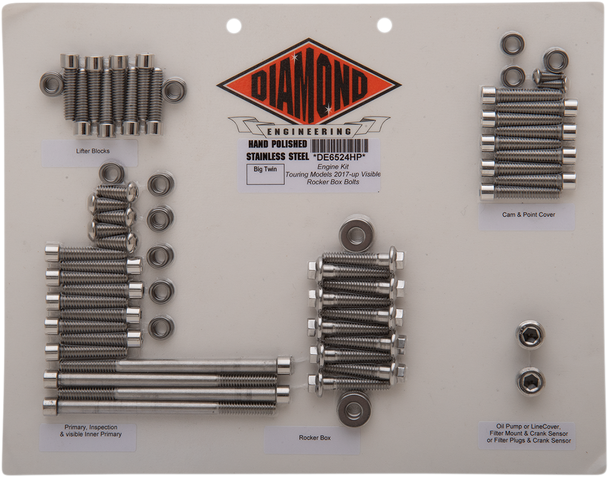 Diamond Engineering Polished Stainless Engine Fastener Kit De6524Hp