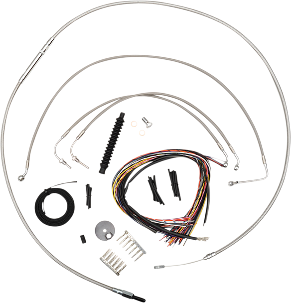 La Choppers Complete Stainless Braided Handlebar Cable Brake Line Kit Cable Kit La8154Kt216