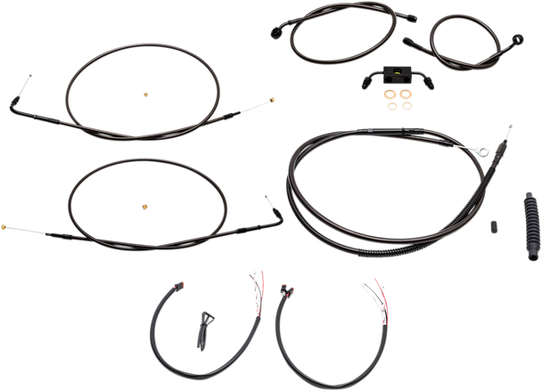 La Choppers Complete Midnight Braided Handlebar Cable Brake Line Kit Mini La8211Kt208M