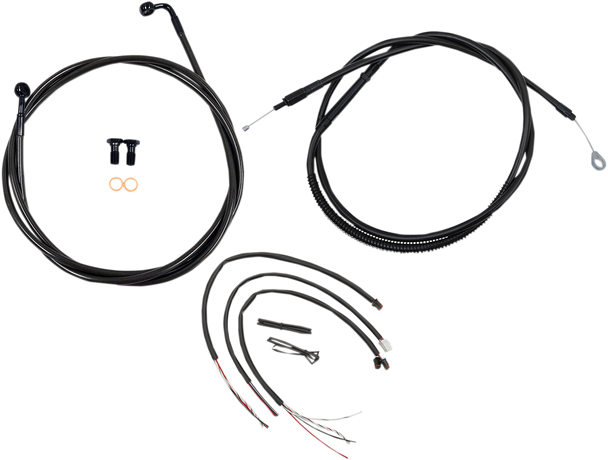La Choppers Complete Midnight Braided Handlebar Cable Brake Line Kit Standard La8153Kt213M