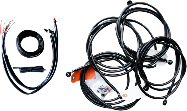 La Choppers Complete Midnight Braided Handlebar Cable Brake Line Kit Standard La8053Kt213M