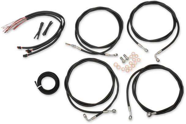 La Choppers Complete Black Vinyl Braided Handlebar Cable Brake Line Kit La8054Kt219B