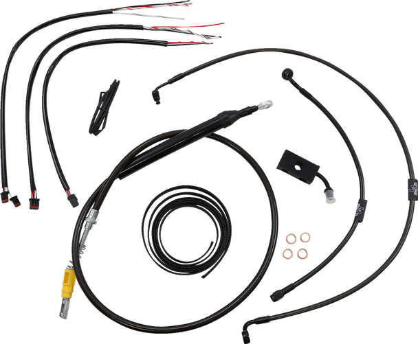 La Choppers Complete Midnight Braided Handlebar Cable Brake Line Kit Standard La8155Kt216M