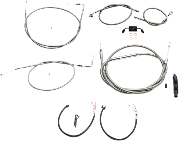 La Choppers Complete Stainless Braided Handlebar Cable Brake Line Kit Cable Kit La8231Kt216