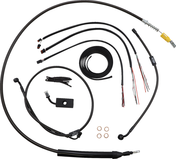 La Choppers Complete Midnight Braided Handlebar Cable Brake Line Kit Standard La8155Kt219M