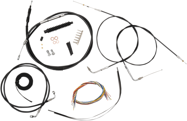La Choppers Complete Black Vinyl Braided Handlebar Cable Brake Line Kit La8110Kt2A13B