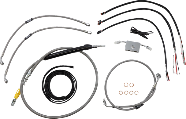 La Choppers Complete Stainless Braided Handlebar Cable Brake Line Kit Cable Kit La8157Kt216