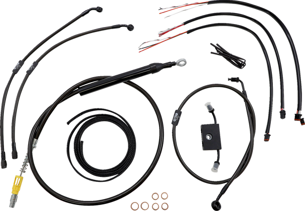 La Choppers Complete Midnight Braided Handlebar Cable Brake Line Kit Standard La8157Kt219M