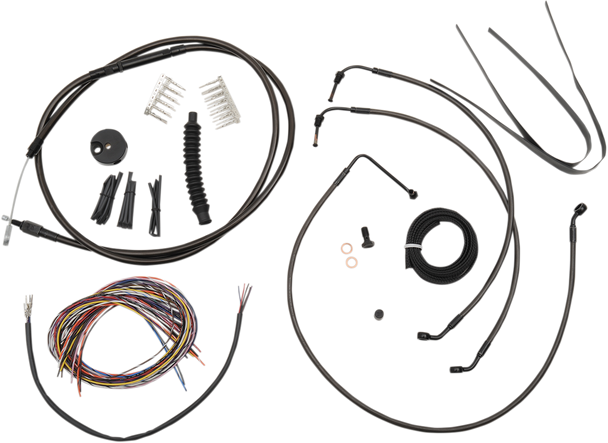 La Choppers Complete Midnight Braided Handlebar Cable Brake Line Kit Standard La8011Kt2B16M