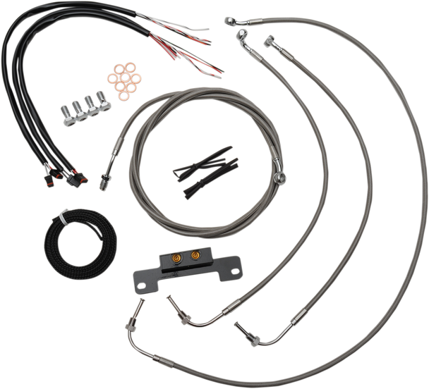 La Choppers Complete Stainless Braided Handlebar Cable Brake Line Kit Cable Kit La8055Kt219