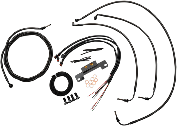 La Choppers Complete Midnight Braided Handlebar Cable Brake Line Kit Standard La8055Kt213M