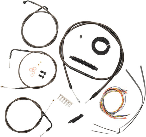 La Choppers Complete Midnight Braided Handlebar Cable Brake Line Kit Standard La8130Kt216M