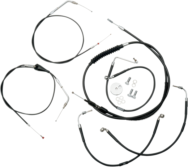 La Choppers Standard Black Vinyl Braided Handlebar Cable Brake Line Kit Ape Hanger La8006Kt16B