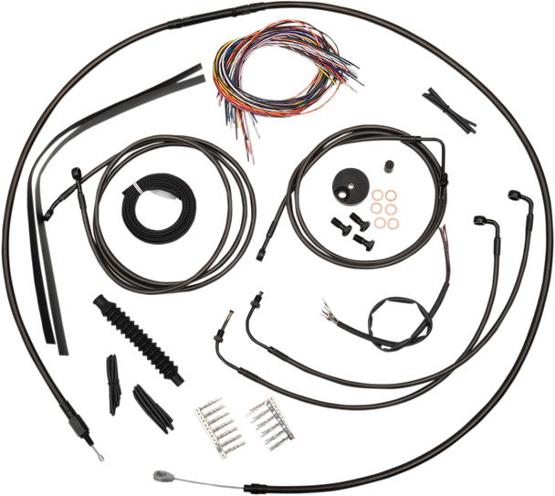 La Choppers Complete Midnight Braided Handlebar Cable Brake Line Kit Standard La8050Kt216M