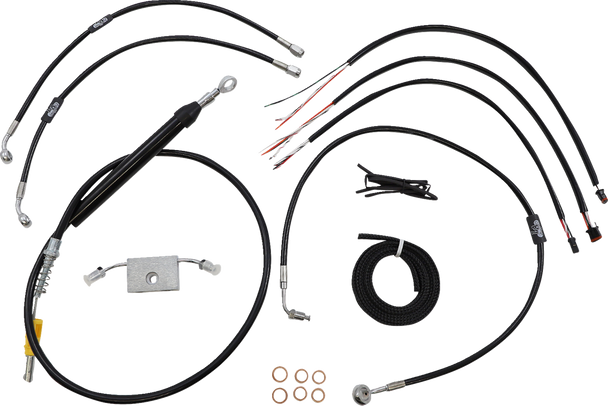 La Choppers Complete Black Vinyl Braided Handlebar Cable Brake Line Kit La8157Kt213B