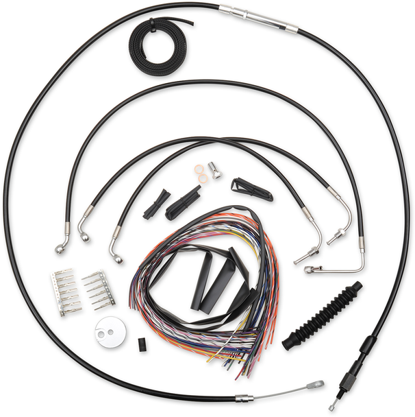 La Choppers Complete Black Vinyl Braided Handlebar Cable Brake Line Kit La8010Kt216B
