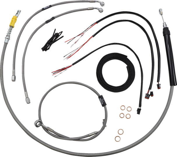 La Choppers Complete Stainless Braided Handlebar Cable Brake Line Kit Cable Kit La8157Kt213