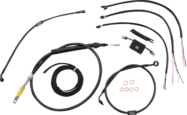 La Choppers Complete Midnight Braided Handlebar Cable Brake Line Kit Standard La8157Kt216M