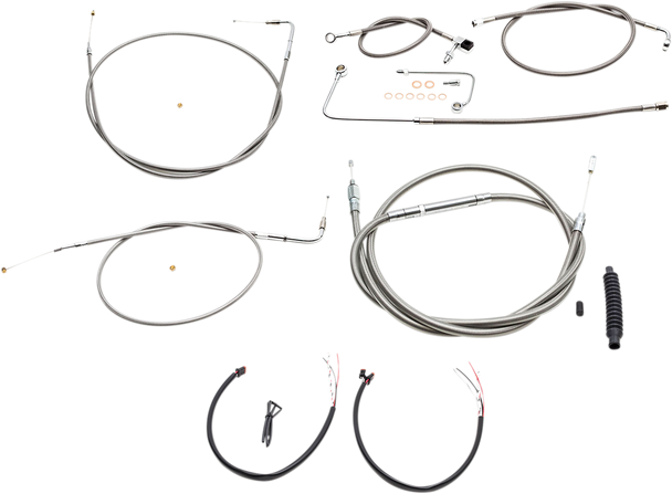 La Choppers Complete Stainless Braided Handlebar Cable Brake Line Kit Cable Kit La8151Kt2A19