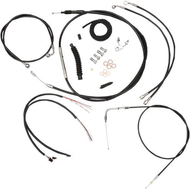 La Choppers Complete Black Vinyl Braided Handlebar Cable Brake Line Kit La8150Kt213B