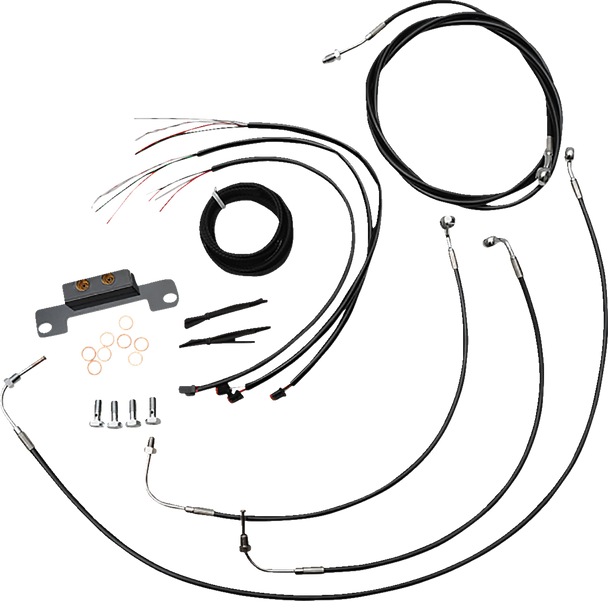 La Choppers Complete Black Vinyl Braided Handlebar Cable Brake Line Kit La8058Kt208B