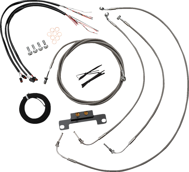 La Choppers Complete Stainless Braided Handlebar Cable Brake Line Kit Cable Kit La8056Kt208
