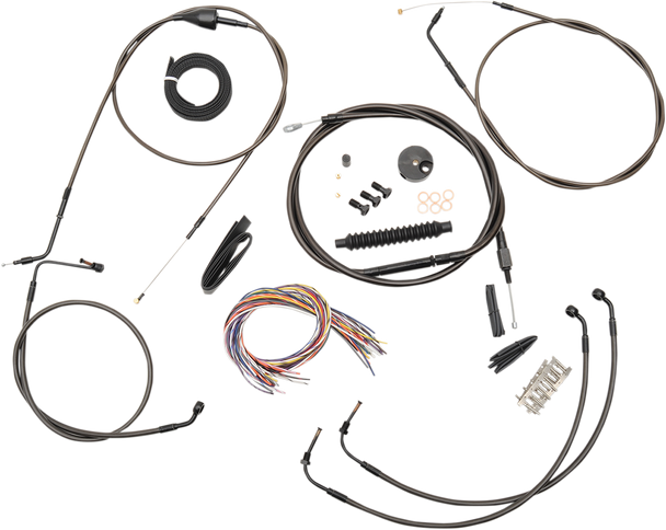 La Choppers Complete Midnight Braided Handlebar Cable Brake Line Kit Standard La8005Kt2A16M