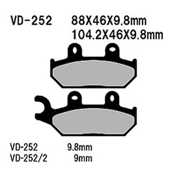 Vesrah Semi-Metallic Brake Pads Vd-252 Vd-252