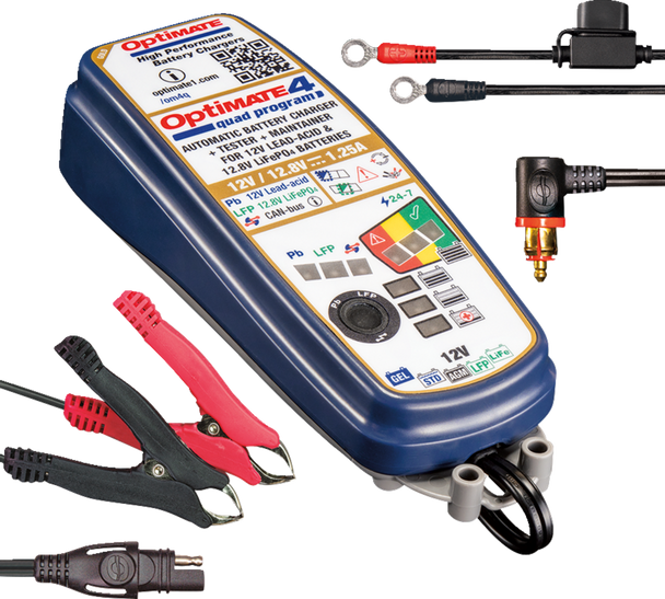 Tecmate Optimate 4 Quad Program Premium Edition Battery Charger Maintainer Tm631Pr