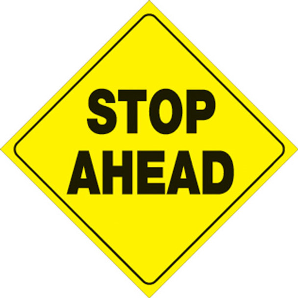 Voss Signs Yellow Plastic Reflective Sign 12" - Stop Ahead 414 Sa Yr