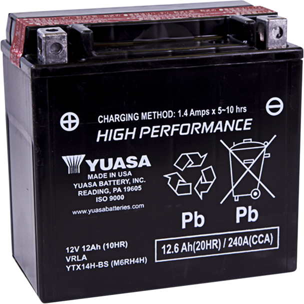 Yuasa High Performance Agm Maintenance-Free Battery Yuam6Rh4H
