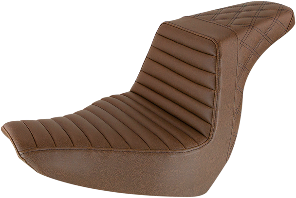 SADDLEMEN Step-Up Seat - Front Tuck-n-Roll/Rear Lattice Stitch - Brown 818-29-176BR
