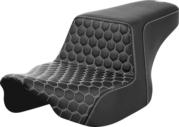 SADDLEMEN Step-Up Seat - Front Honeycomb - White Stitching - FL '23-'24 823-07-17706
