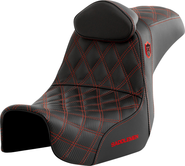 SADDLEMEN Pro Series SDC Performance Seat - w/ Backrest - Red Stitch - Dyna '06-'17 SC80604REDRT