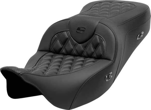 SADDLEMEN Roadsofa* Seat - without Backrest - Lattice Stitch - Carbon Fiber - FL '08-'23 808-07B-206A0