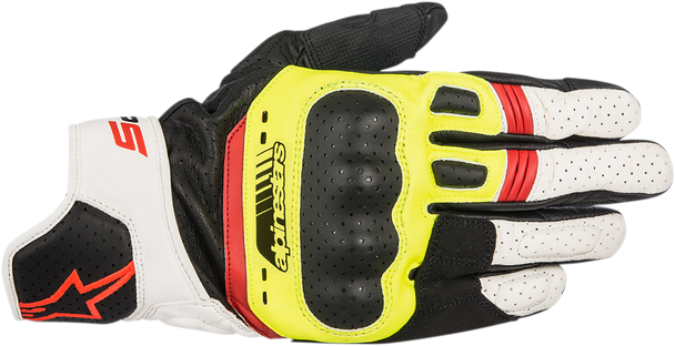 Alpinestars SP-5 Motorcycle Gloves - Black, Fluo Yellow, White, Red - 3XL (Part Number 3558517-1503-3X)