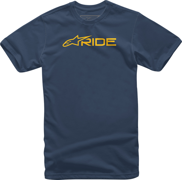 Alpinestars Ride 3.0 T-Shirt - Navy/Gold - XL - Comfortable 100% Cotton Casual Wear