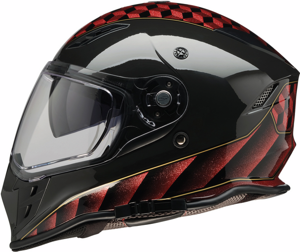 Z1R Nemesis Helmet Thunderbird Red XL - Polycarbonate Motorcycle Helmet with Drop-Down Sun Visor and Anti-Fog Shield