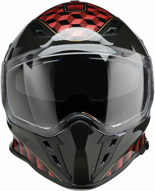 Z1R Nemesis Helmet Thunderbird Red XL - Polycarbonate Motorcycle Helmet with Drop-Down Sun Visor and Anti-Fog Shield