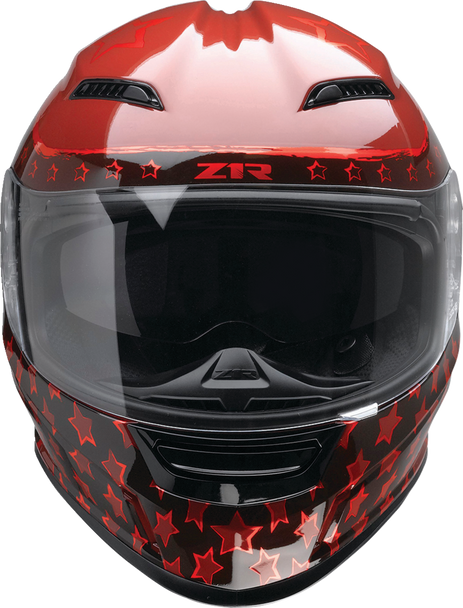 Z1R Jackal Helmet Patriot Red Medium - Aerodynamic Motorcycle Helmet with Drop-Down Sun Visor and Anti-Fog Shield