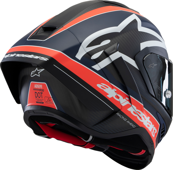 ALPINESTARS Supertech R10 Helmet - Team Matte Black, Carbon Red Fluo, Blue - XS 8200224-1383-XS