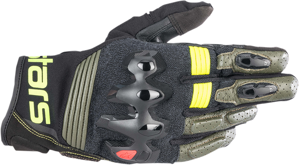 Alpinestars Halo Gloves Forest Black/Fluo Yellow 3XL (Part #3504822-6085-3X)
