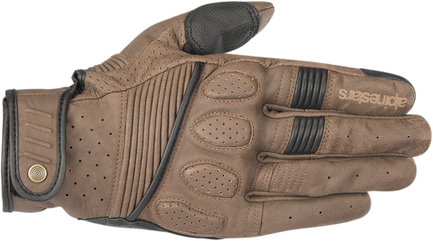 Alpinestars Crazy Eight Gloves - Brown/Black, Small * Heritage-Inspired Full Grain Leather Riding Gloves